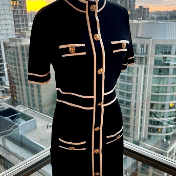 🆕KARL LAGERFELD🧿 NWT Classic Knit Dress with Embroidered Monogram, Black, Sz M - Picture 10 of 16